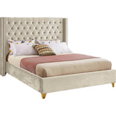 Meridian Furniture Barolo Cream Velvet Queen BedMeridian Furniture - Queen Bed - Minimal And Modern - 1