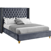 Meridian Furniture Barolo Grey Velvet Full BedMeridian Furniture - Full Bed - Minimal And Modern - 1
