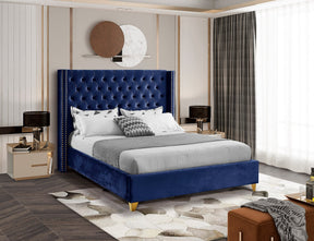 Meridian Furniture Barolo Navy Velvet King Bed