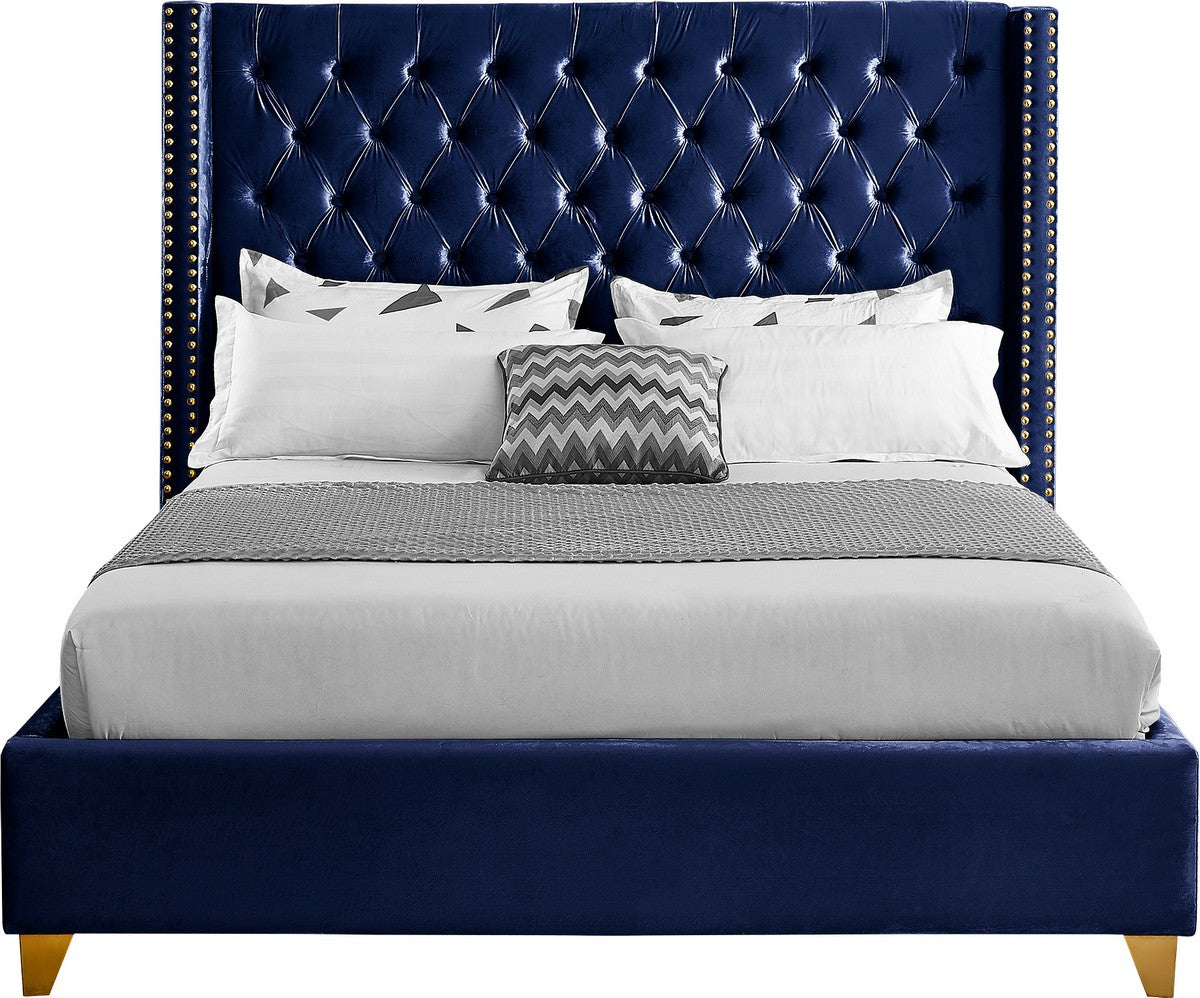 Meridian Furniture Barolo Navy Velvet King Bed