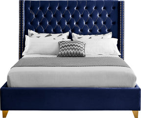 Meridian Furniture Barolo Navy Velvet Queen Bed