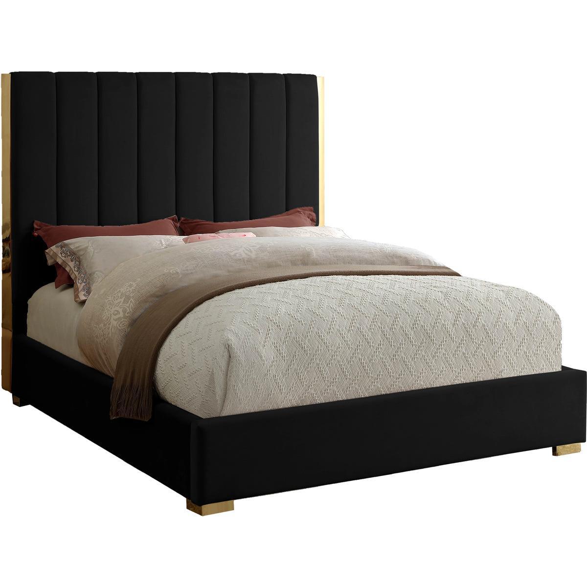 Meridian Furniture Becca Black Velvet King BedMeridian Furniture - King Bed - Minimal And Modern - 1