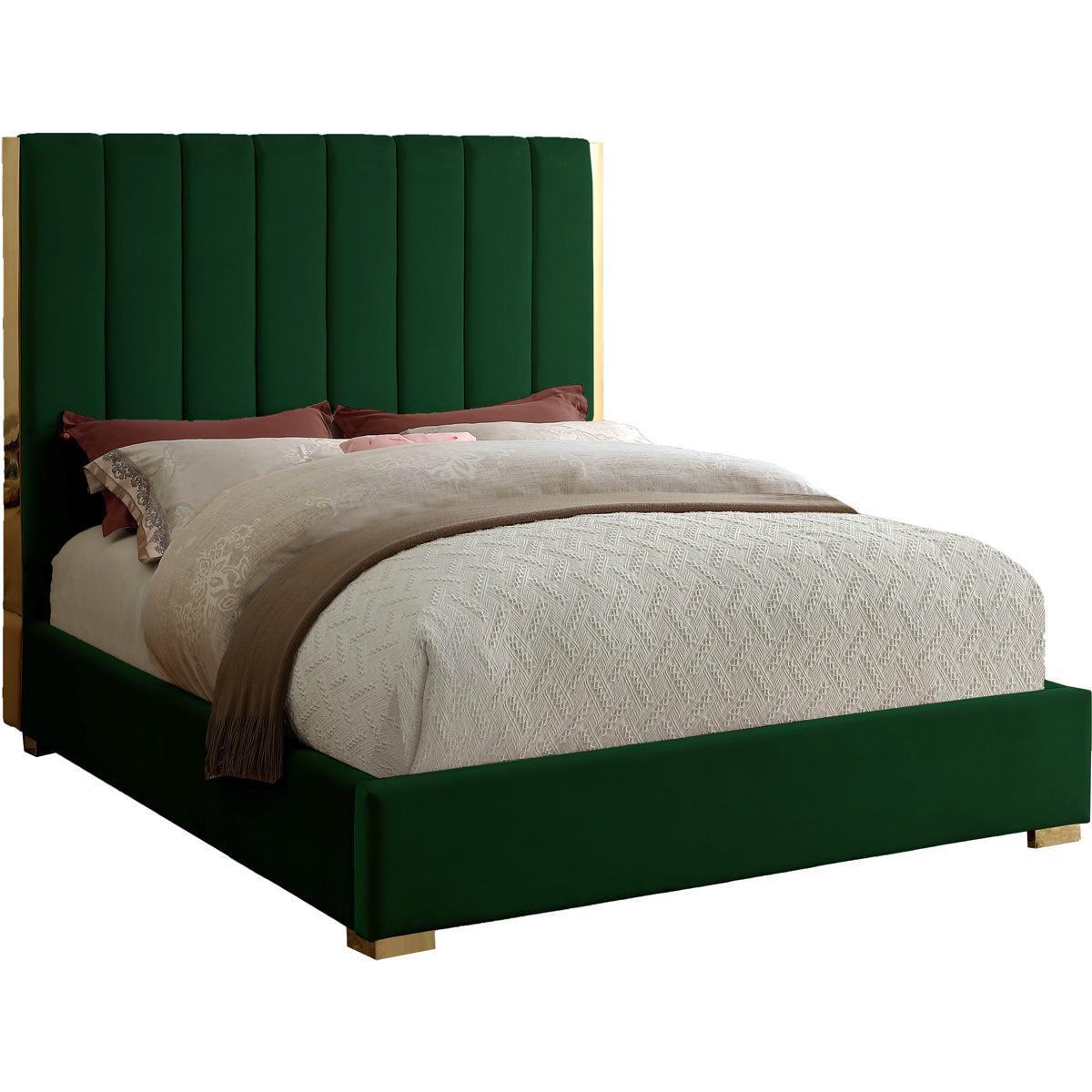 Meridian Furniture Becca Green Velvet Full BedMeridian Furniture - Full Bed - Minimal And Modern - 1