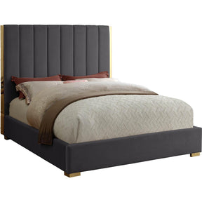 Meridian Furniture Becca Grey Velvet King BedMeridian Furniture - King Bed - Minimal And Modern - 1