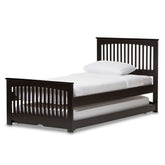 Baxton Studio Hevea Twin Size Dark Brown Solid Wood Platform Bed with Guest Trundle Bed Baxton Studio-beds-Minimal And Modern - 1
