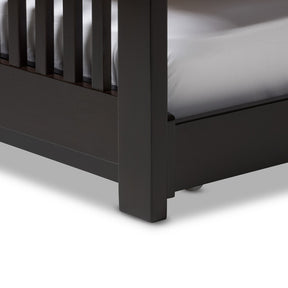 Baxton Studio Hevea Twin Size Dark Brown Solid Wood Platform Bed with Guest Trundle Bed