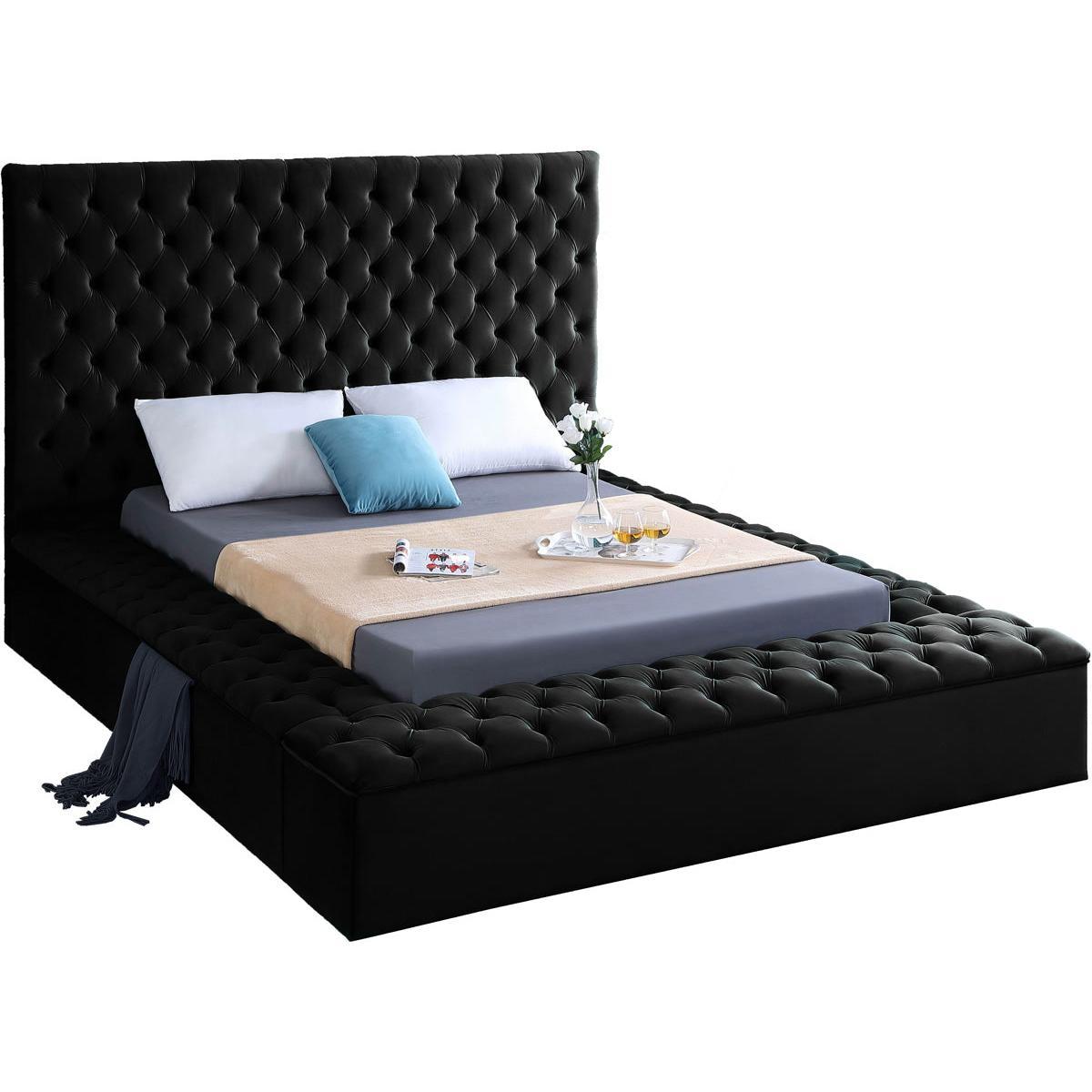 Meridian Furniture Bliss Black Velvet Full Bed (3 Boxes)Meridian Furniture - Full Bed (3 Boxes) - Minimal And Modern - 1