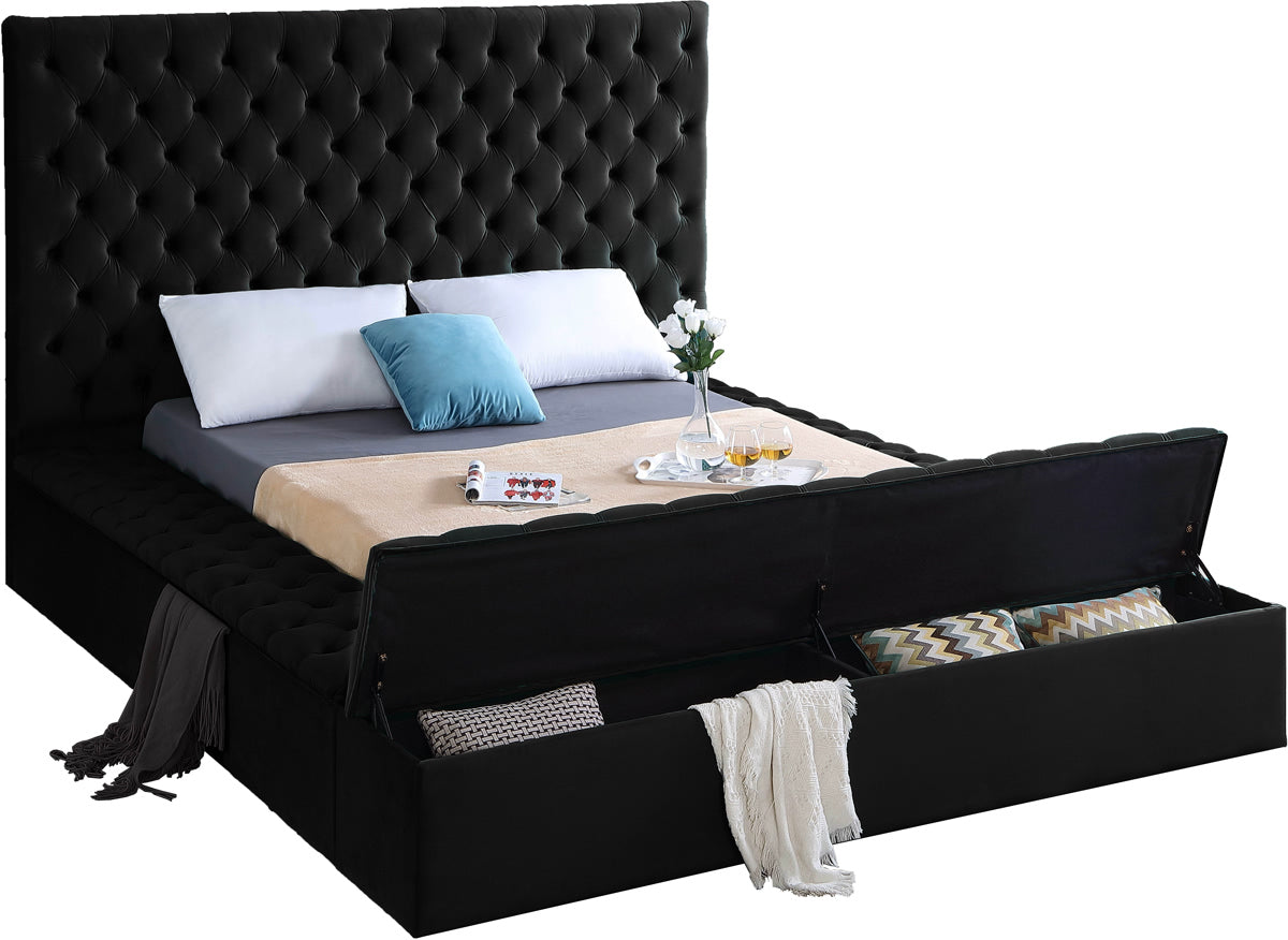 Meridian Furniture Bliss Black Velvet Full Bed (3 Boxes)