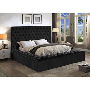 Meridian Furniture Bliss Black Velvet King Bed (3 Boxes)-Minimal & Modern