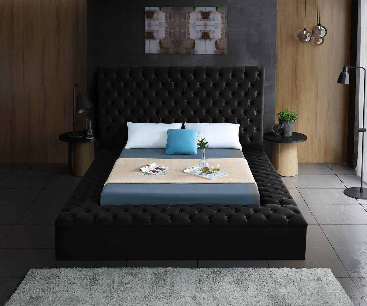 Meridian Furniture Bliss Black Velvet King Bed (3 Boxes)