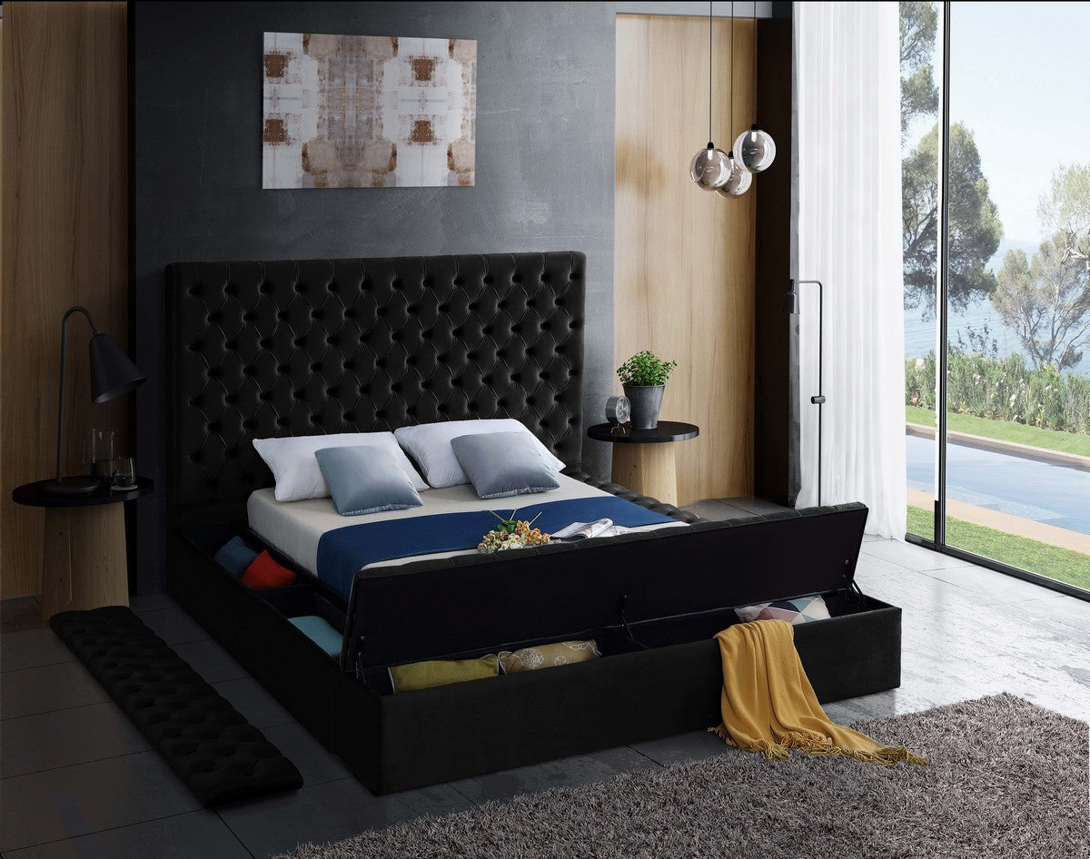 Meridian Furniture Bliss Black Velvet King Bed (3 Boxes)