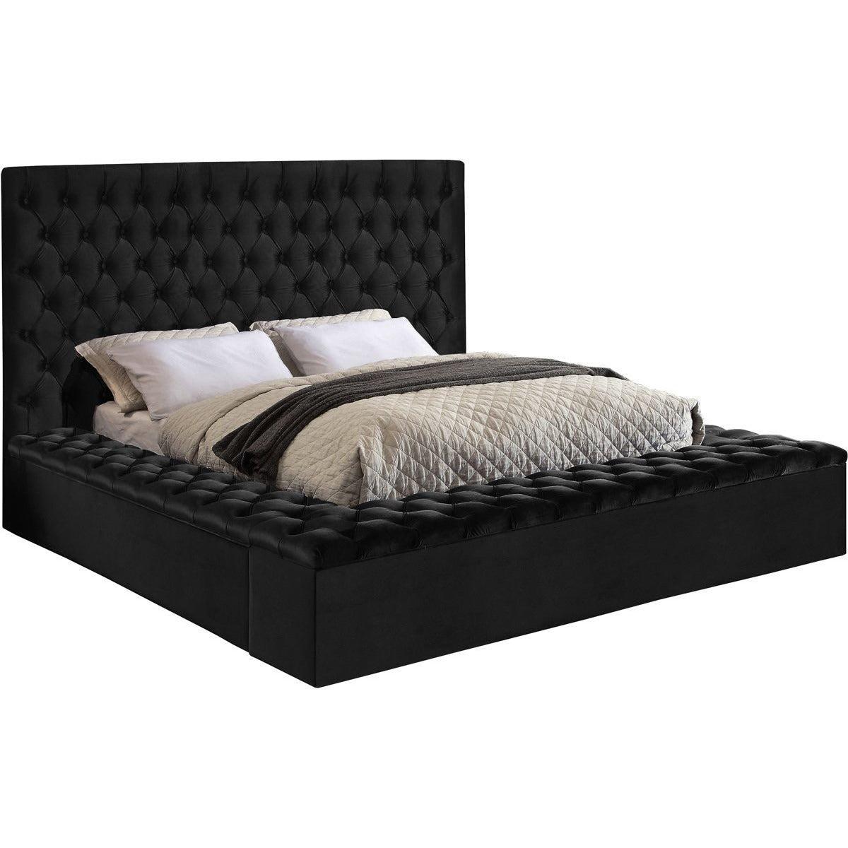 Meridian Furniture Bliss Black Velvet Queen Bed (3 Boxes)Meridian Furniture - Queen Bed (3 Boxes) - Minimal And Modern - 1