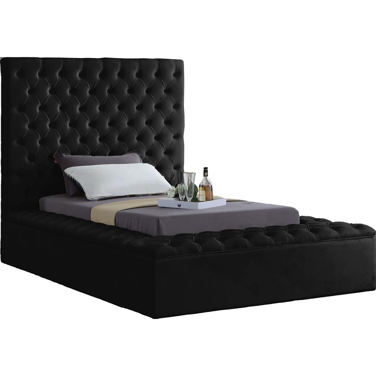 Meridian Furniture Bliss Black Velvet Twin Bed (3 Boxes)Meridian Furniture - Twin Bed (3 Boxes) - Minimal And Modern - 1
