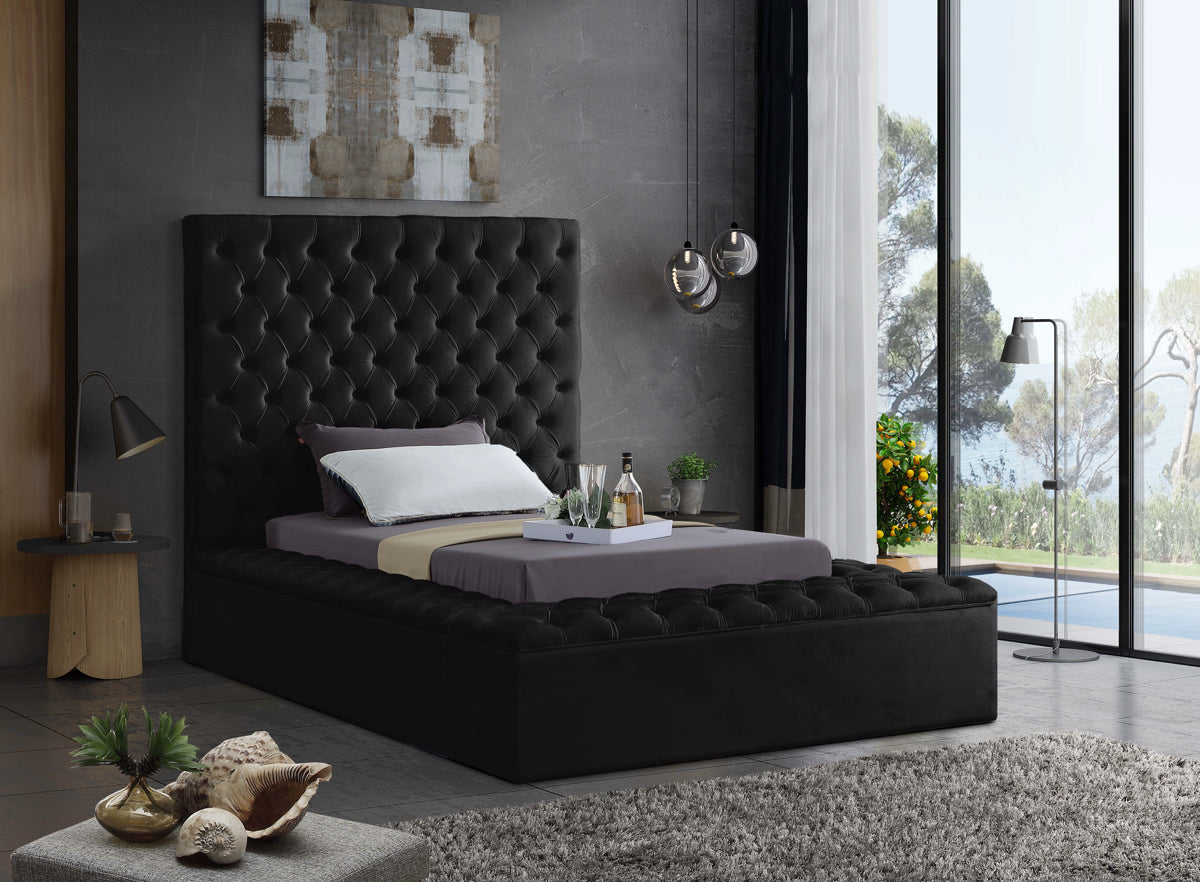 Meridian Furniture Bliss Black Velvet Twin Bed (3 Boxes)