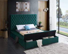 Meridian Furniture Bliss Green Velvet Full Bed (3 Boxes)