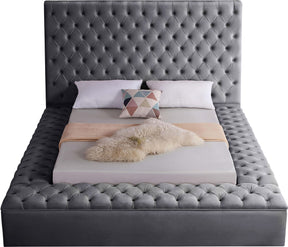 Meridian Furniture Bliss Grey Velvet King Bed (3 Boxes)