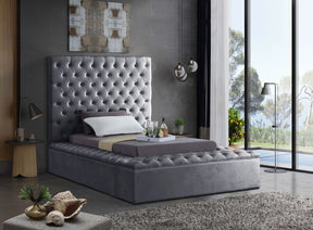 Meridian Furniture Bliss Grey Velvet Twin Bed (3 Boxes)