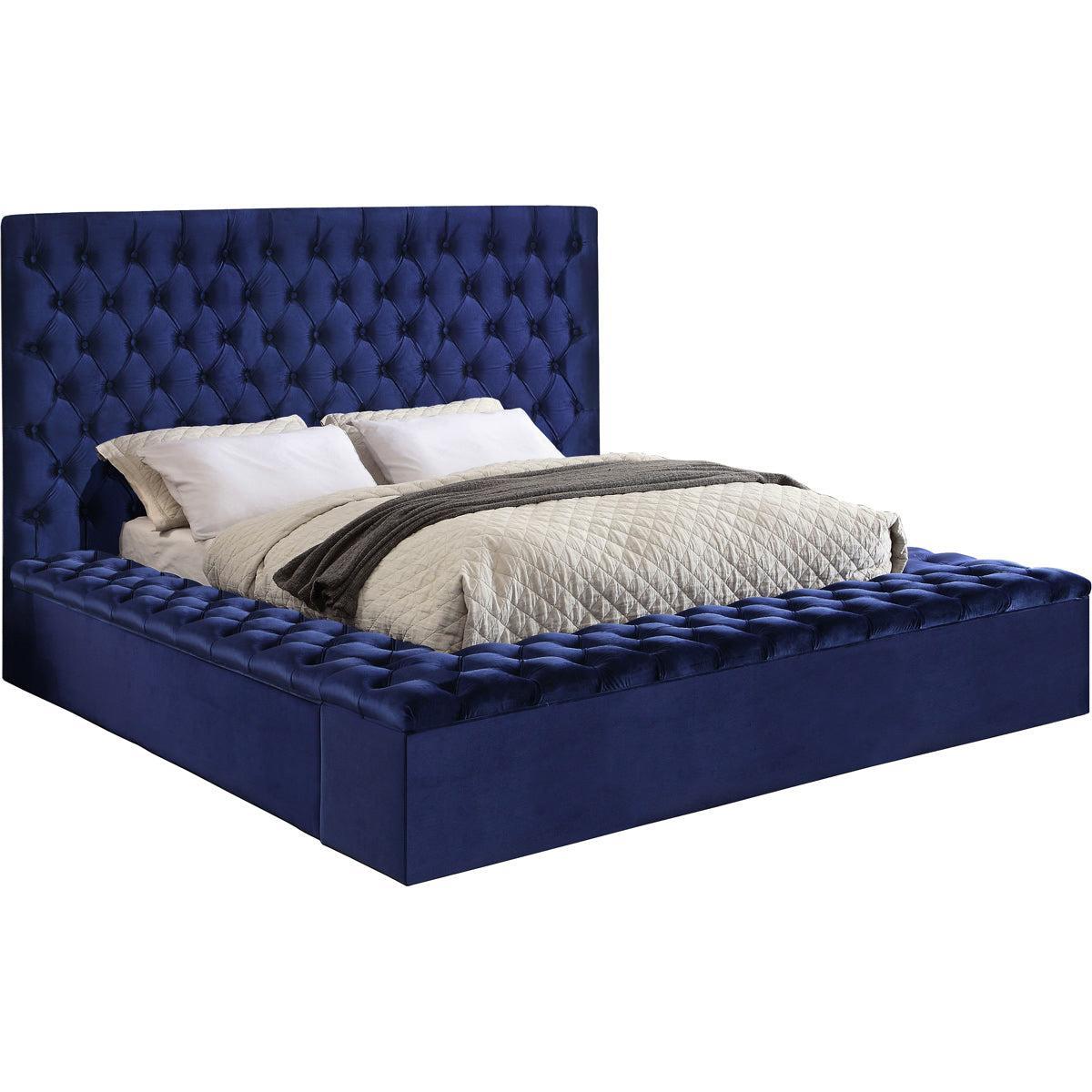 Meridian Furniture Bliss Navy Velvet Full Bed (3 Boxes)Meridian Furniture - Full Bed (3 Boxes) - Minimal And Modern - 1