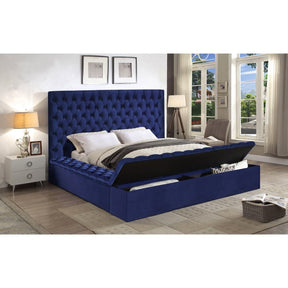 Meridian Furniture Bliss Navy Velvet King Bed (3 Boxes)-Minimal & Modern