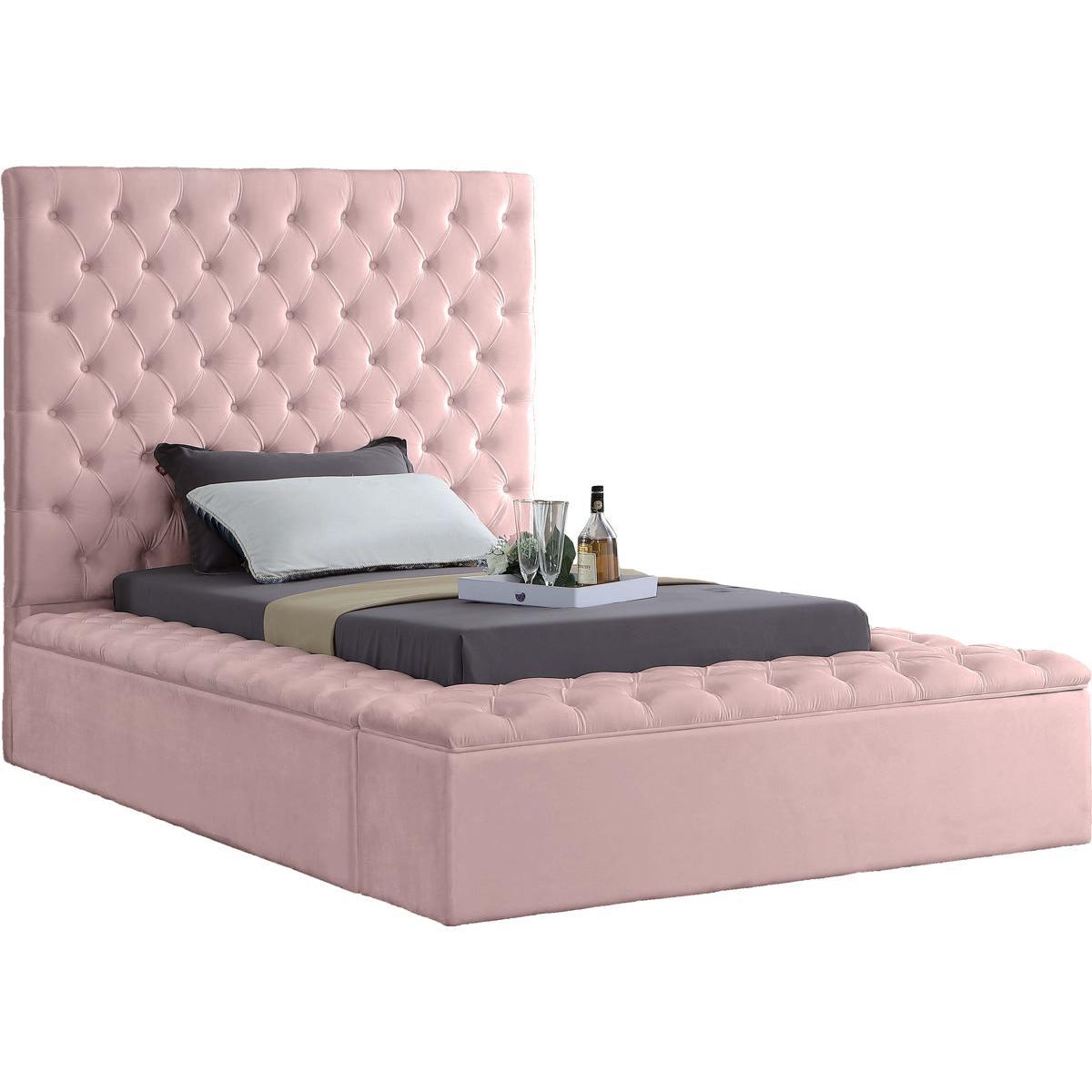 Meridian Furniture Bliss Pink Velvet Twin Bed (3 Boxes)Meridian Furniture - Twin Bed (3 Boxes) - Minimal And Modern - 1