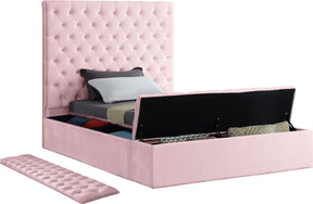 Meridian Furniture Bliss Pink Velvet Twin Bed (3 Boxes)