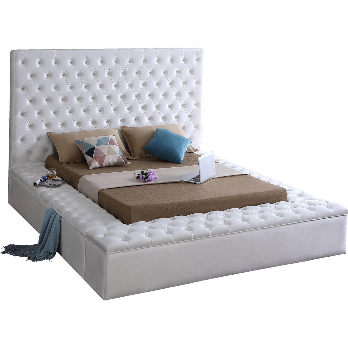 Meridian Furniture Bliss White Velvet Full Bed (3 Boxes)Meridian Furniture - Full Bed (3 Boxes) - Minimal And Modern - 1