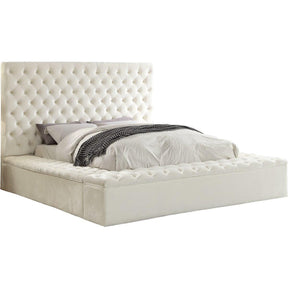 Meridian Furniture Bliss White Velvet King Bed (3 Boxes)Meridian Furniture - King Bed (3 Boxes) - Minimal And Modern - 1