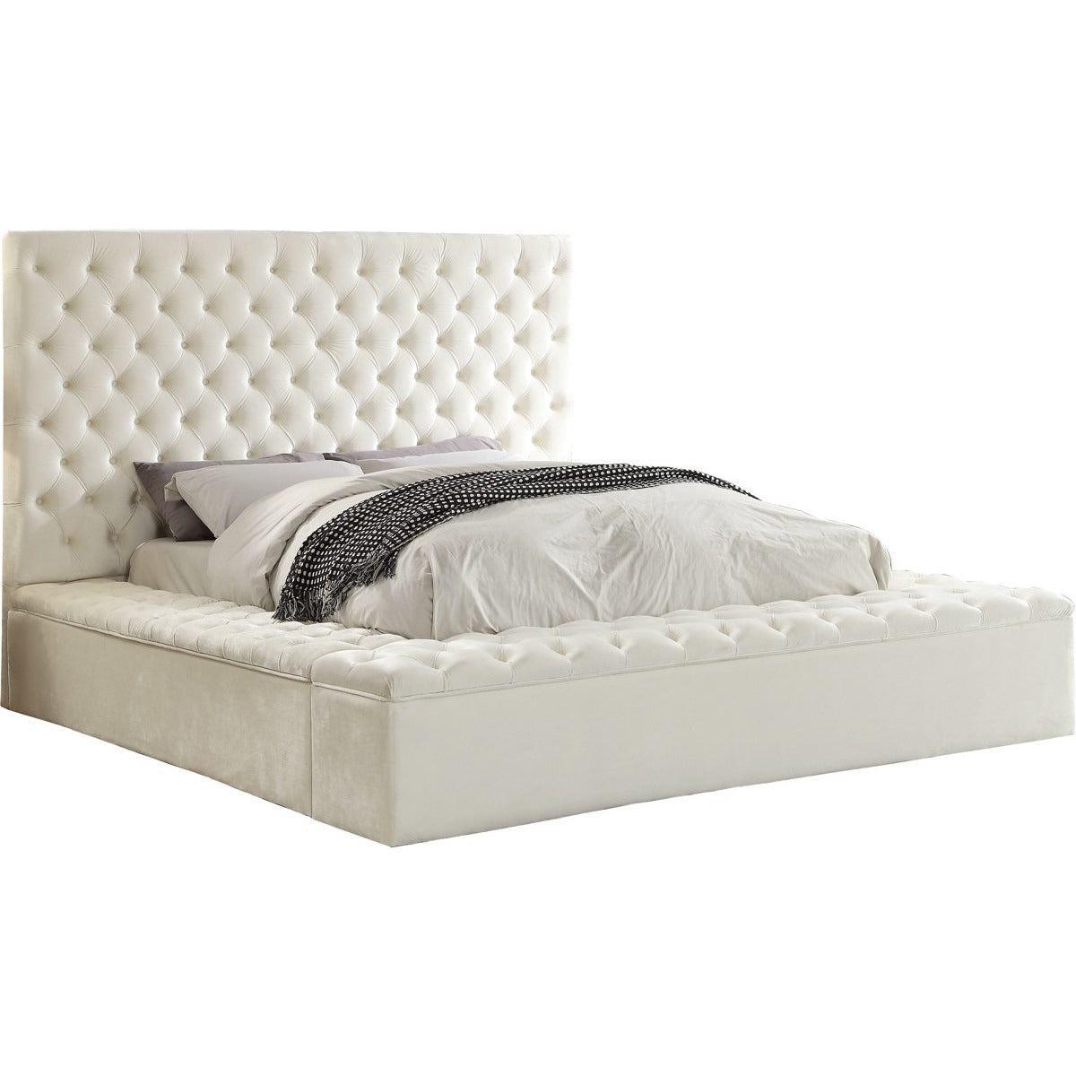 Meridian Furniture Bliss White Velvet Queen Bed (3 Boxes)Meridian Furniture - Queen Bed (3 Boxes) - Minimal And Modern - 1