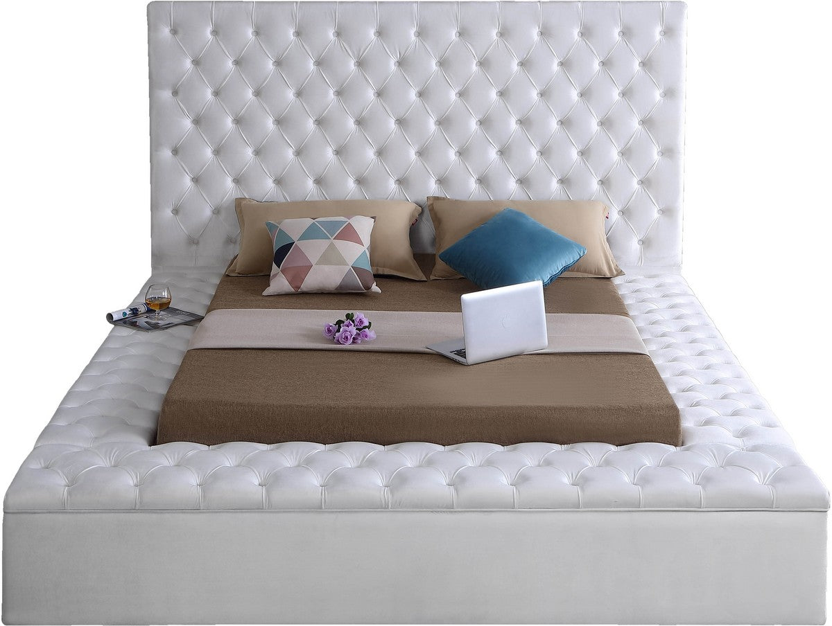 Meridian Furniture Bliss White Velvet Queen Bed (3 Boxes)