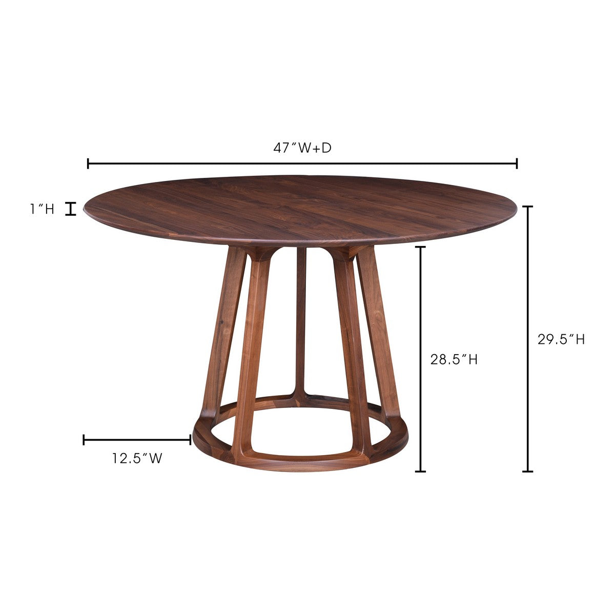 Moe's Home Collection Aldo Round Dining Table Walnut - CB-1027-03