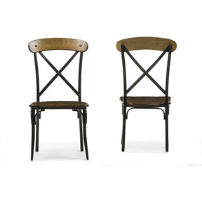 Baxton Studio Broxburn Light Brown Wood & Metal Dining Chair (Set of 2) Baxton Studio-dining chair-Minimal And Modern - 2