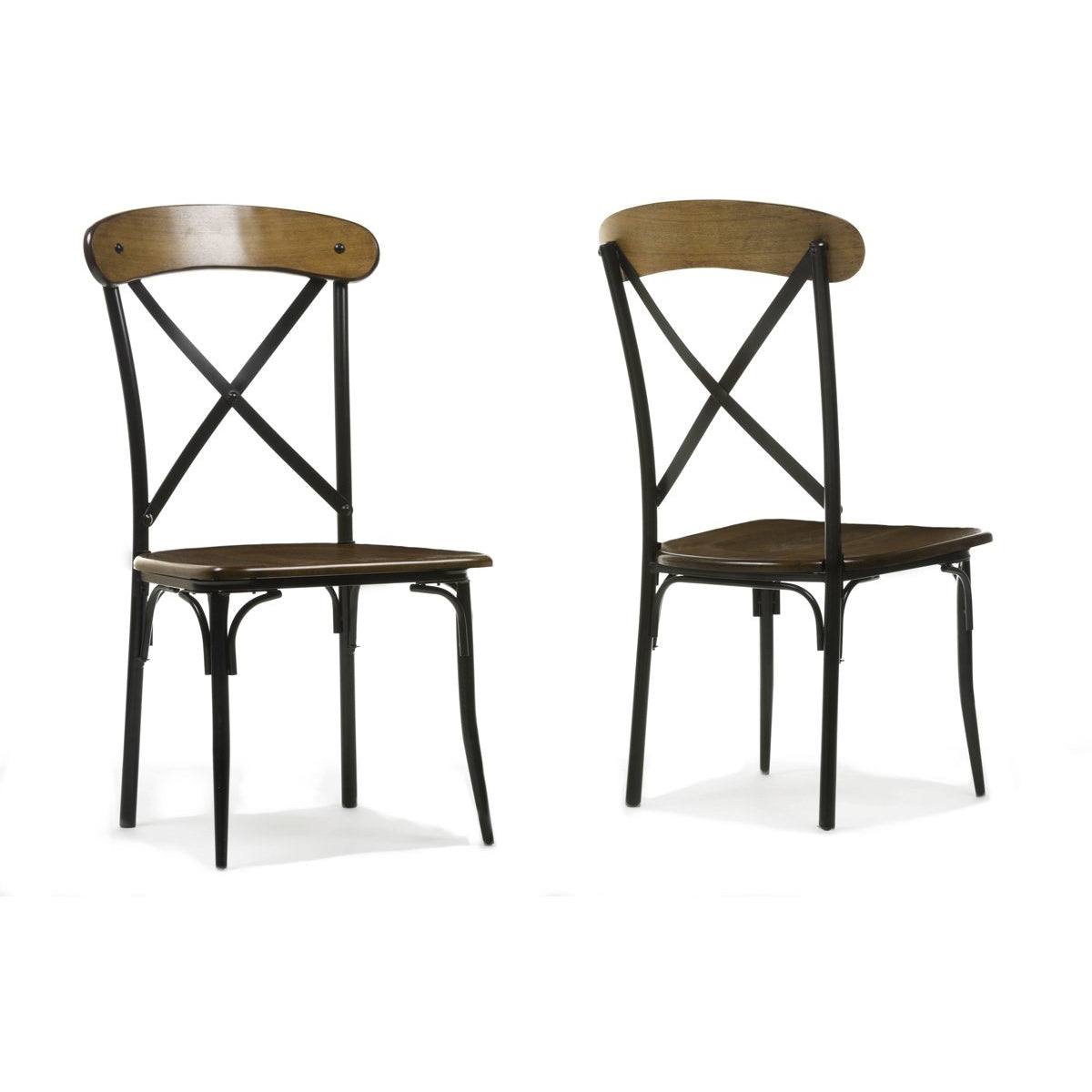 Baxton Studio Broxburn Light Brown Wood & Metal Dining Chair (Set of 2) Baxton Studio-dining chair-Minimal And Modern - 3