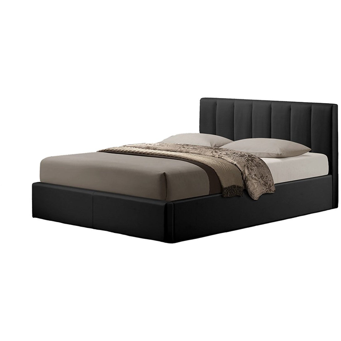 Baxton Studio Templemore Black Leather Contemporary Queen-Size Bed Baxton Studio-Queen Headboard-Minimal And Modern - 1