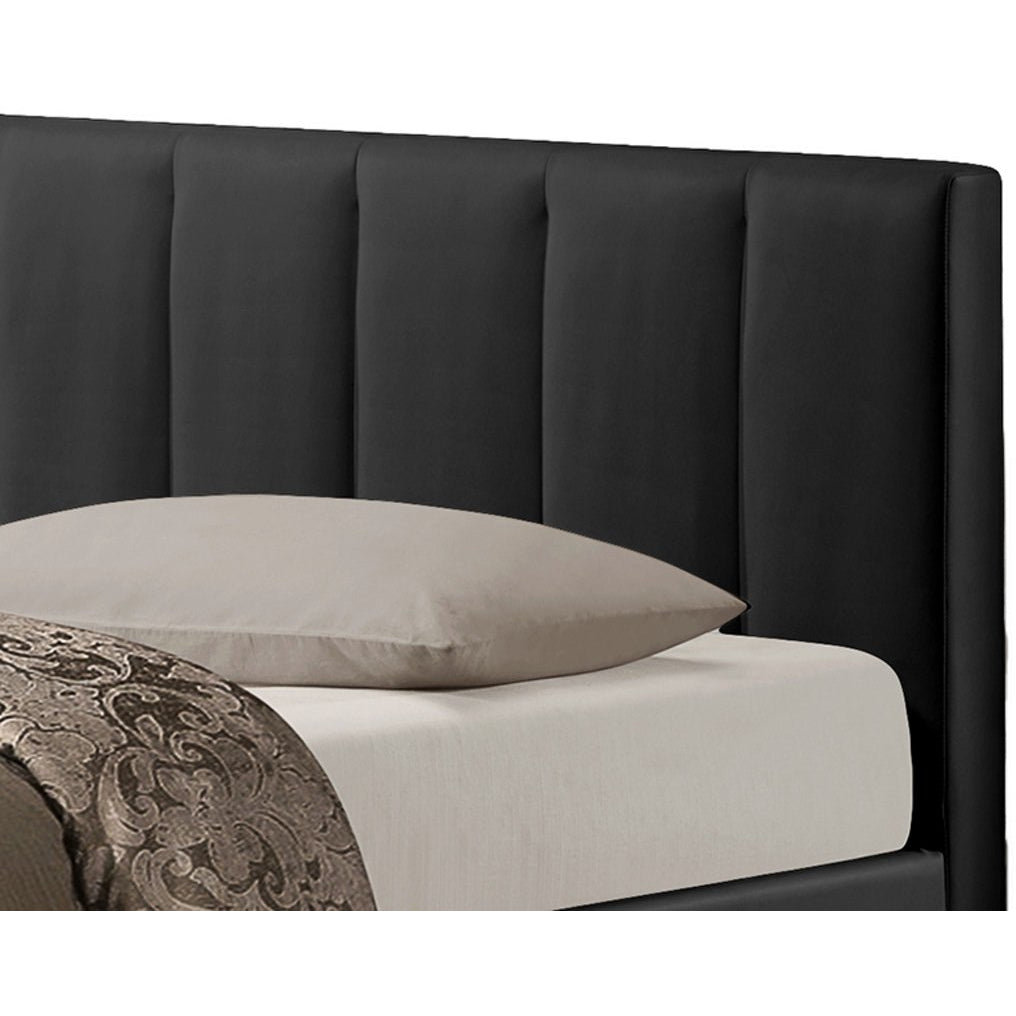 Baxton Studio Templemore Black Leather Contemporary Queen-Size Bed Baxton Studio-Queen Headboard-Minimal And Modern - 2