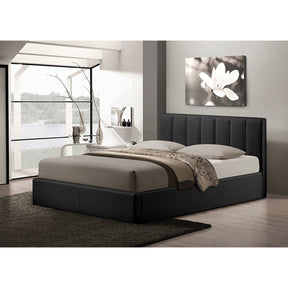 Baxton Studio Templemore Black Leather Contemporary Queen-Size Bed Baxton Studio-Queen Headboard-Minimal And Modern - 3