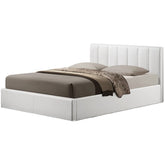 Baxton Studio Templemore White Leather Contemporary Queen-Size Bed Baxton Studio-Queen Headboard-Minimal And Modern - 1