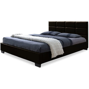 Baxton Studio Vivaldi Modern and Contemporary Dark Brown Faux Leather Padded Platform Base Queen Size Bed Frame Baxton Studio-Queed Bed-Minimal And Modern - 1
