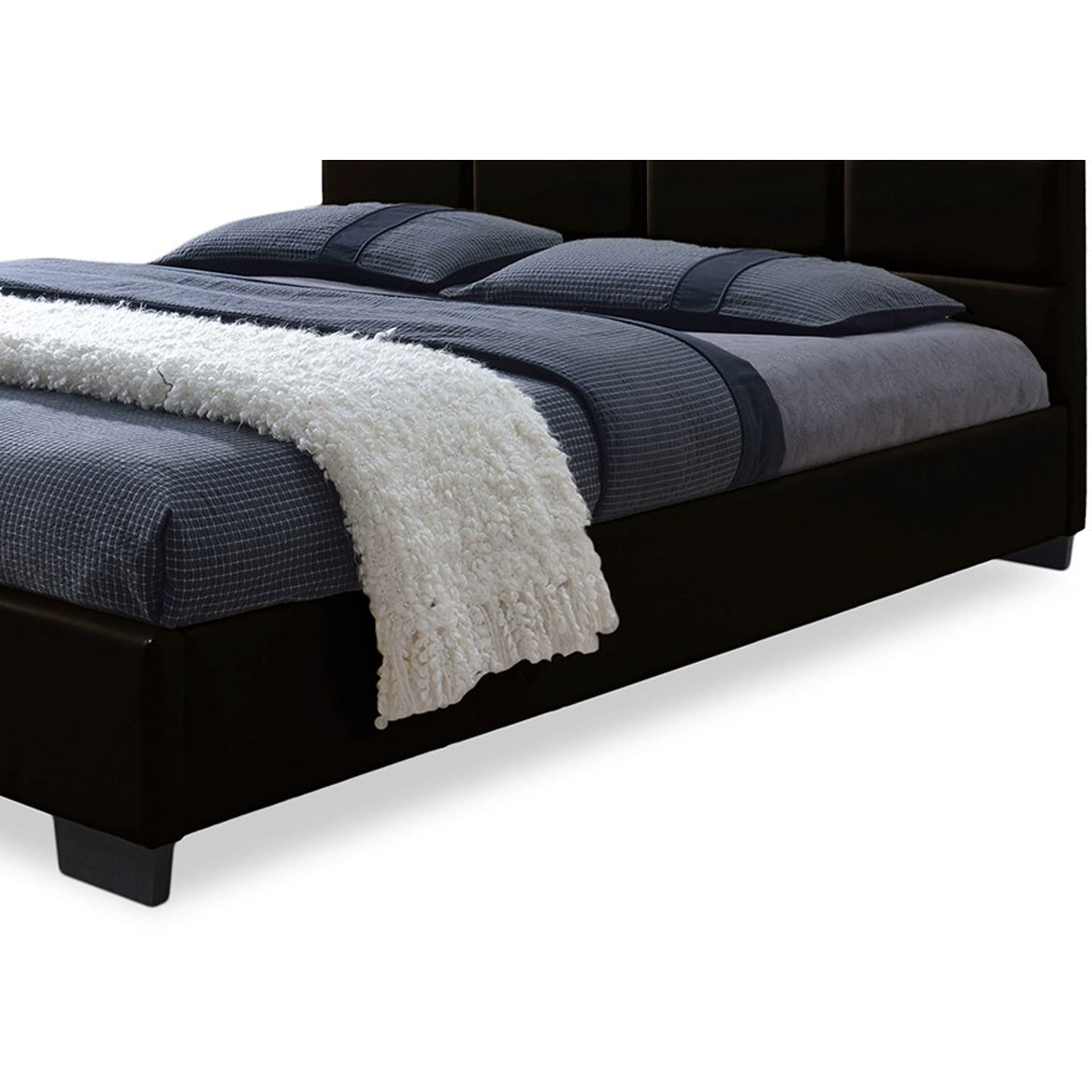 Baxton Studio Vivaldi Modern and Contemporary Dark Brown Faux Leather Padded Platform Base Full Size Bed Frame Baxton Studio-Full Bed-Minimal And Modern - 2