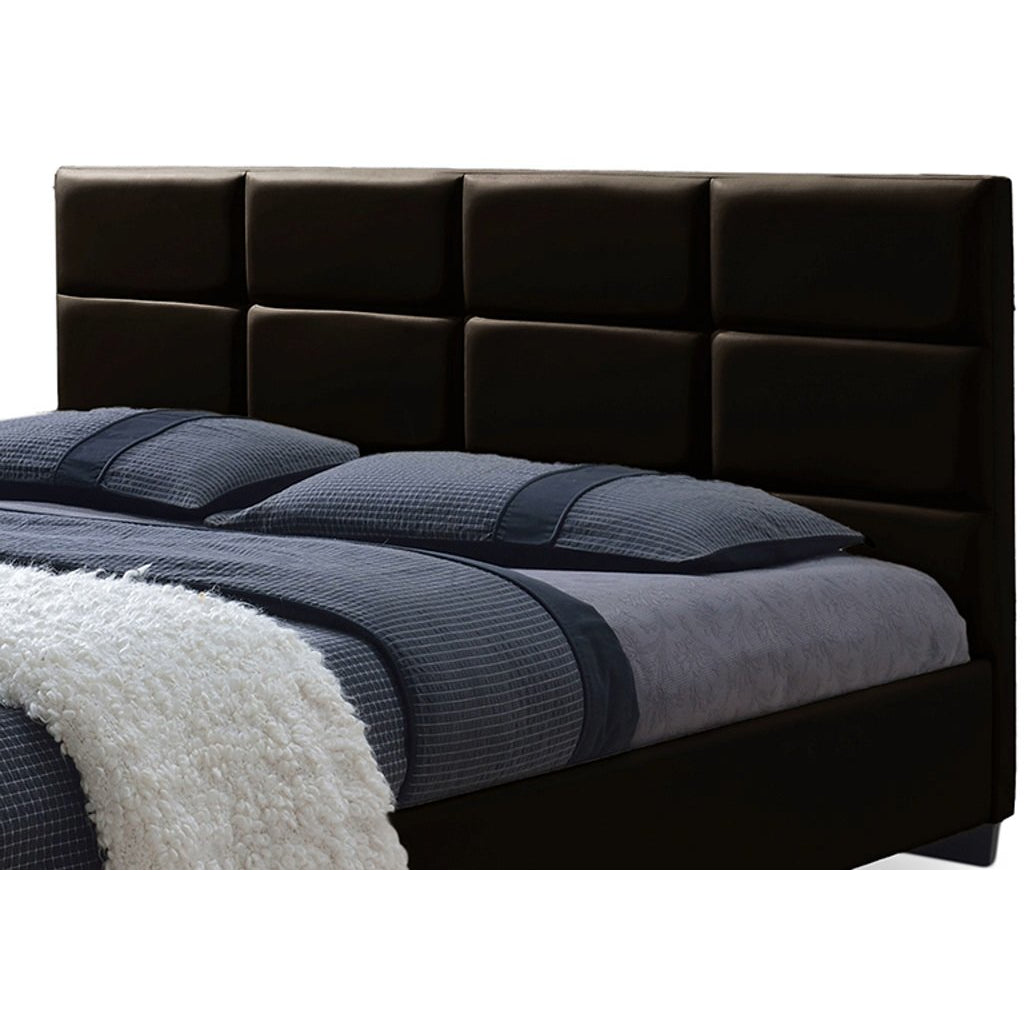 Baxton Studio Vivaldi Modern and Contemporary Dark Brown Faux Leather Padded Platform Base Queen Size Bed Frame Baxton Studio-Queed Bed-Minimal And Modern - 3
