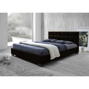 Baxton Studio Vivaldi Modern and Contemporary Dark Brown Faux Leather Padded Platform Base Queen Size Bed Frame Baxton Studio-Queed Bed-Minimal And Modern - 4