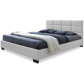 Baxton Studio Vivaldi Modern and Contemporary White Faux Leather Padded Platform Base Full Size Bed Frame Baxton Studio-Full Bed-Minimal And Modern - 1