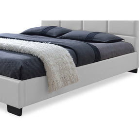 Baxton Studio Vivaldi Modern and Contemporary White Faux Leather Padded Platform Base Queen Size Bed Frame Baxton Studio-Queen Bed-Minimal And Modern - 2