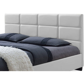 Baxton Studio Vivaldi Modern and Contemporary White Faux Leather Padded Platform Base Full Size Bed Frame Baxton Studio-Full Bed-Minimal And Modern - 3