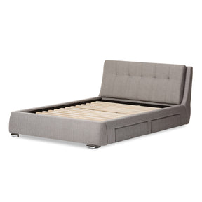 Baxton Studio Camile Modern and Contemporary Grey Fabric Upholstered 4-Drawer King Size Storage Platform Bed Baxton Studio-King Bed-Minimal And Modern - 5