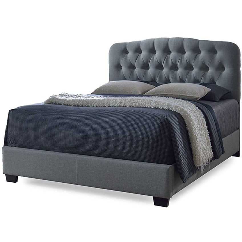 Baxton Studio Romeo Contemporary Grey Button-Tufted Upholstered Queen Size Bed Baxton Studio-beds-Minimal And Modern - 1