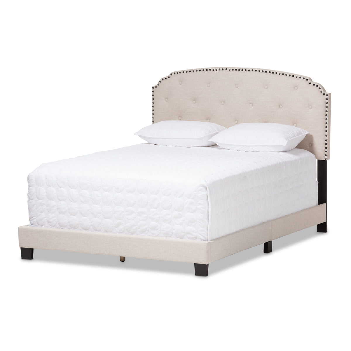 Baxton Studio Lexi Modern and Contemporary Light Beige Fabric Upholstered King Size Bed Baxton Studio-King Bed-Minimal And Modern - 2