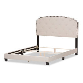 Baxton Studio Lexi Modern and Contemporary Light Beige Fabric Upholstered King Size Bed Baxton Studio-King Bed-Minimal And Modern - 4