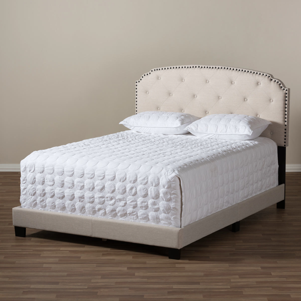 Baxton Studio Lexi Modern and Contemporary Light Beige Fabric Upholstered Full Size Bed Baxton Studio-Full Bed-Minimal And Modern - 7
