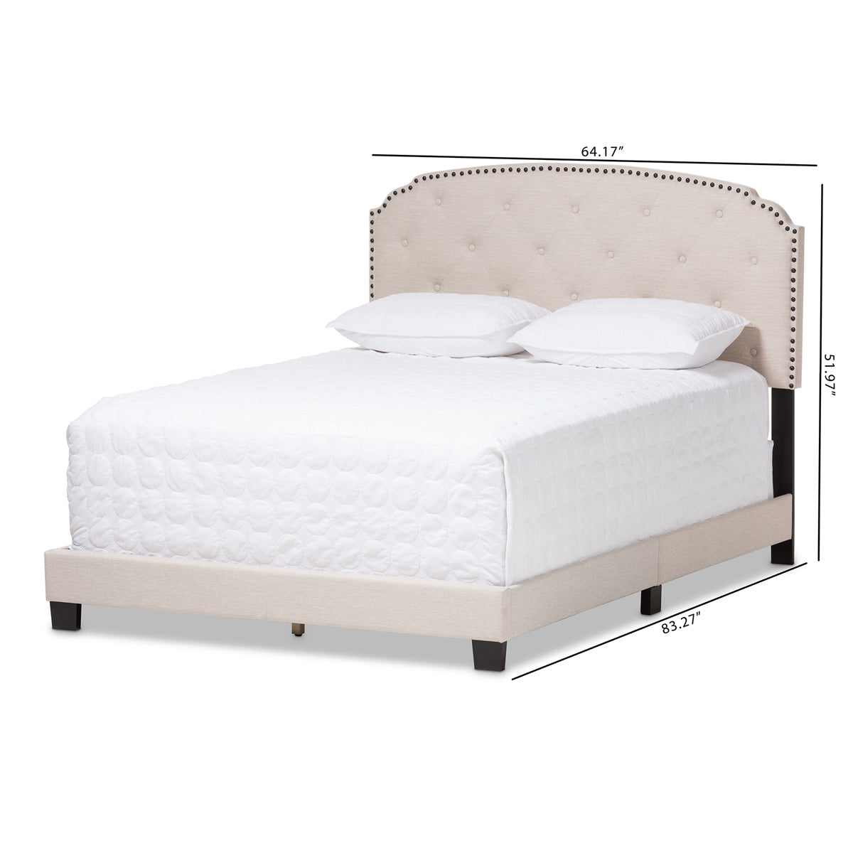 Baxton Studio Lexi Modern and Contemporary Light Beige Fabric Upholstered Queen Size Bed Baxton Studio-Queen Bed-Minimal And Modern - 8