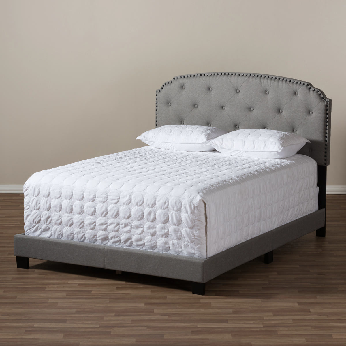 Baxton Studio Lexi Modern and Contemporary Light Grey Fabric Upholstered Queen Size Bed Baxton Studio-Queen Bed-Minimal And Modern - 7